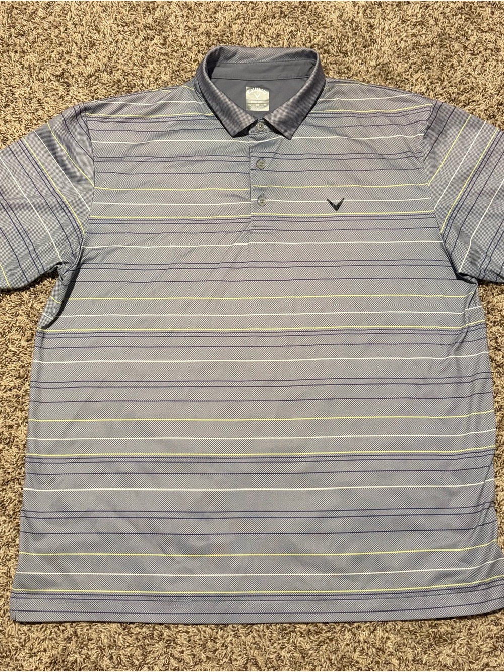 Callaway Men’s Light Gray Striped Golf Polo Size XL